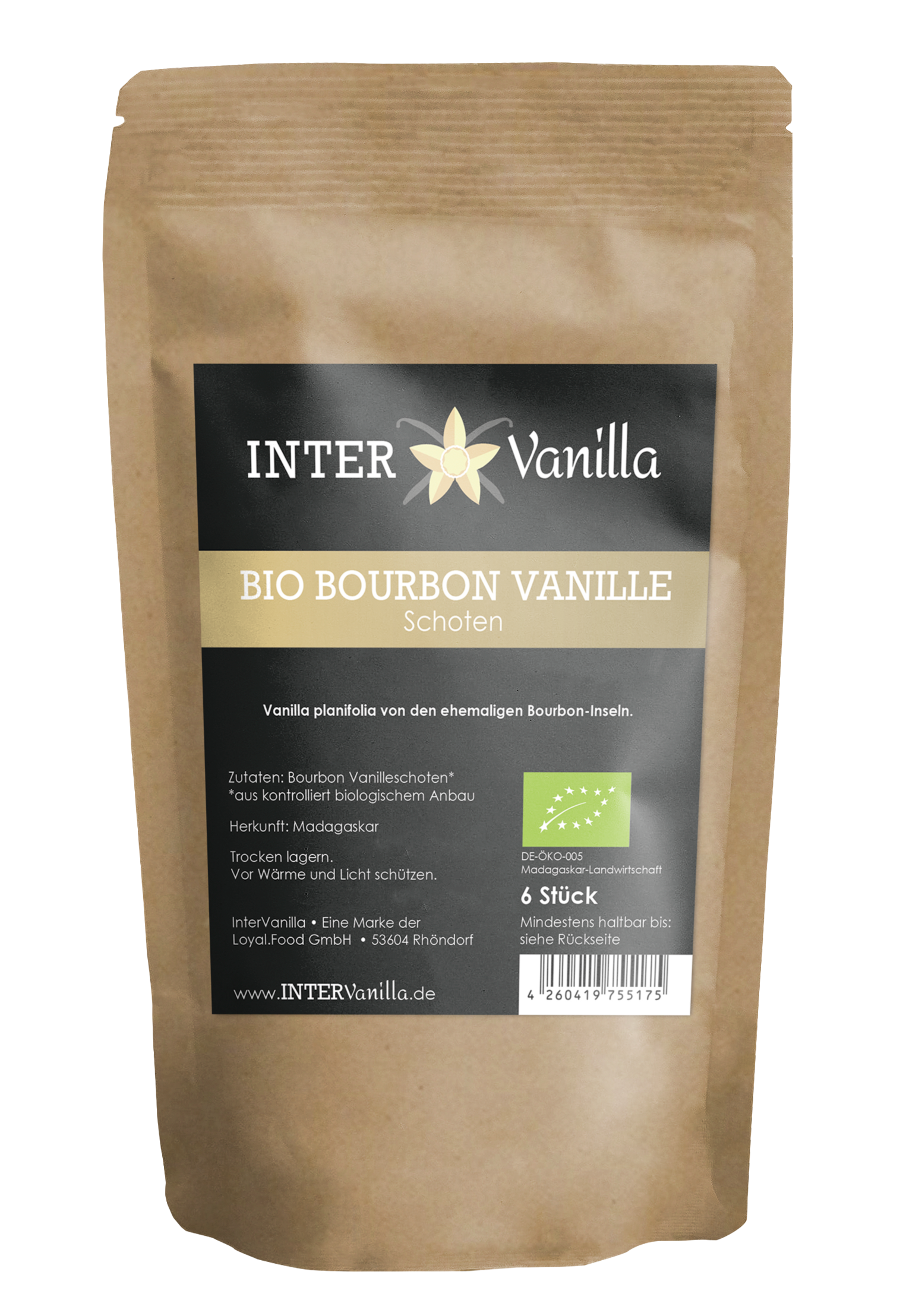 InterVanilla BIO Bourbon Vanille Schoten – 6 Stück – 15 cm - InterVanilla